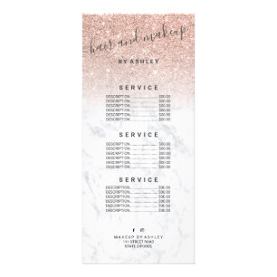 Carte Publicitaire élégante typographie marbre rose or parties scinti