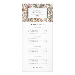 Carte Publicitaire Entreprise Botanique Fleurs Sauvages Élégantes