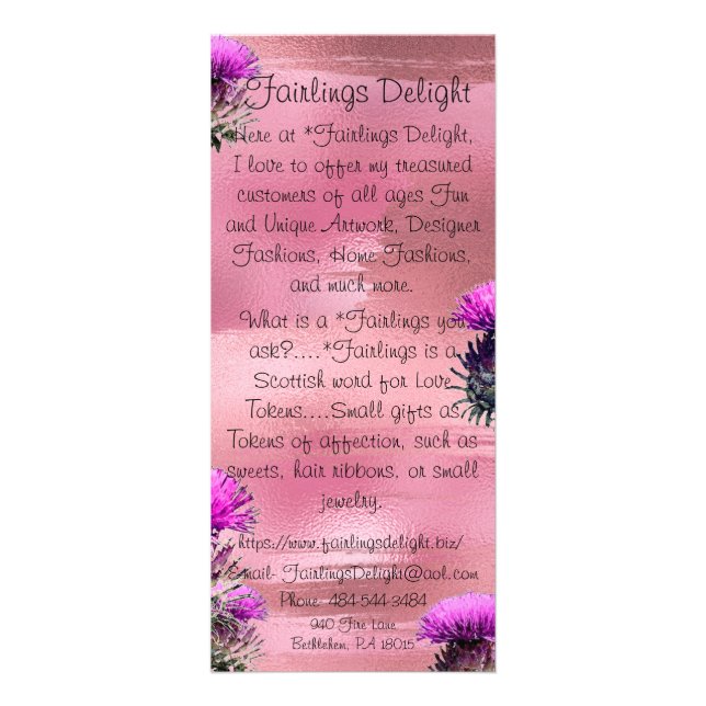 Carte Publicitaire Fairlings Delight's Rackcard 53086 (Devant)