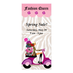 Carte Publicitaire Fashion Rack Card Scooter femme Purs Zebra