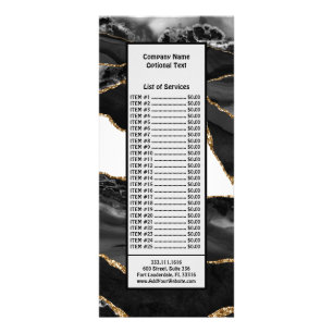 Carte Publicitaire Faux Marbled Agate Black Stylish Stone