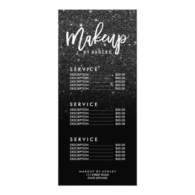 Carte Publicitaire Faux noir parties scintillant ombre blanc maquilla (Devant)