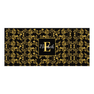 Carte Publicitaire Feuille d'or et luxe noir   Monogramme personnalis