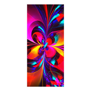 Carte Publicitaire Floral moderne Art Abstrait Rouge Bleu Motif #07