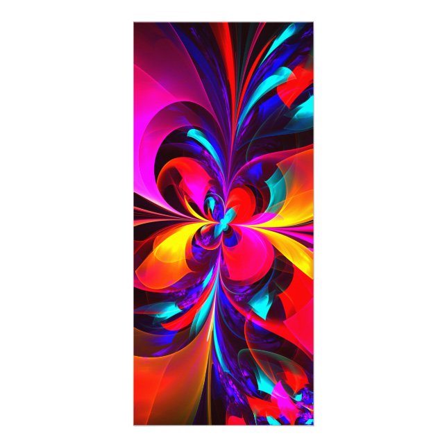 Carte Publicitaire Floral moderne Art Abstrait Rouge Bleu Motif #07 (Devant)