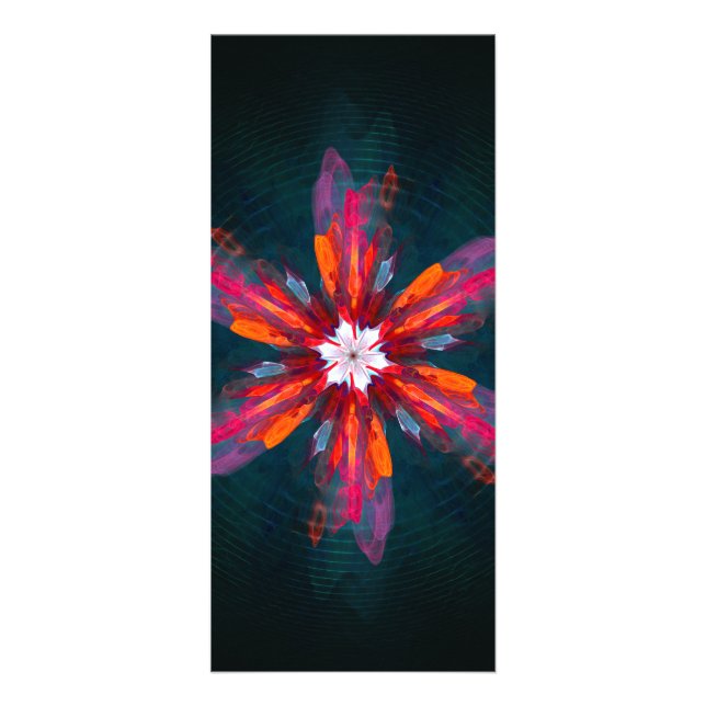 Carte Publicitaire Flore Mandala Flowers Orange Red Blue Abstract (Devant)