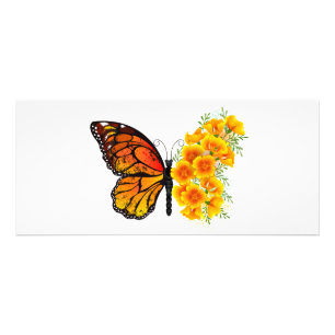 Carte Publicitaire Flower Butterfly with Yellow California Poppy