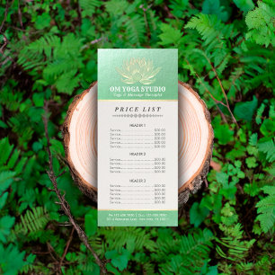 Carte Publicitaire Green Gold Lotus YOGA Reiki Instructeur Liste de p
