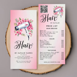 Carte Publicitaire Hairstyliste Moderne Aquarelle Florale Sèche-cheve