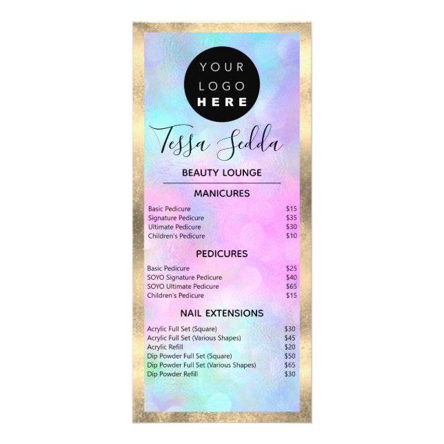 Carte Publicitaire Hologramme de maquillage des cheveux Manicure Pedi (Devant)