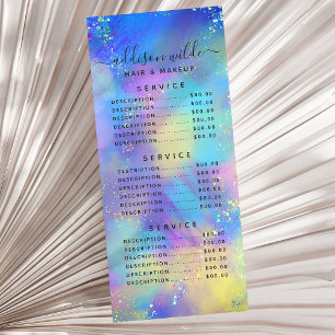 Carte Publicitaire Holographic Sparkle Opal Iridescent Service Price