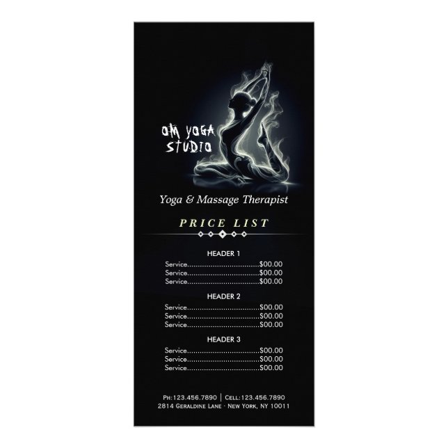 Carte Publicitaire Instructeur de Yoga Reiki Pose King Pigeon à une j (Devant)