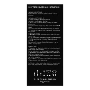 Carte Publicitaire Instructions de suivi Piercing moderne