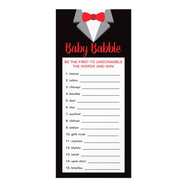 Carte Publicitaire Jeu de Baby shower Word Scramble, 25 Pack (Devant)