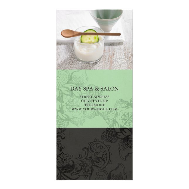 Carte Publicitaire Jour Spa Skincare Tarifs {Mint Green} (Devant)