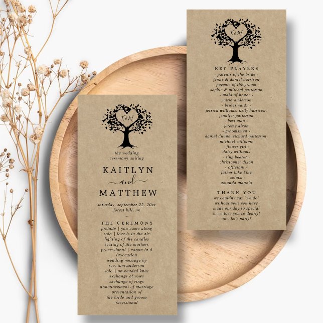 Carte Publicitaire La collection Rustic Heart Tree Mariage - Programm (Créateur téléchargé)