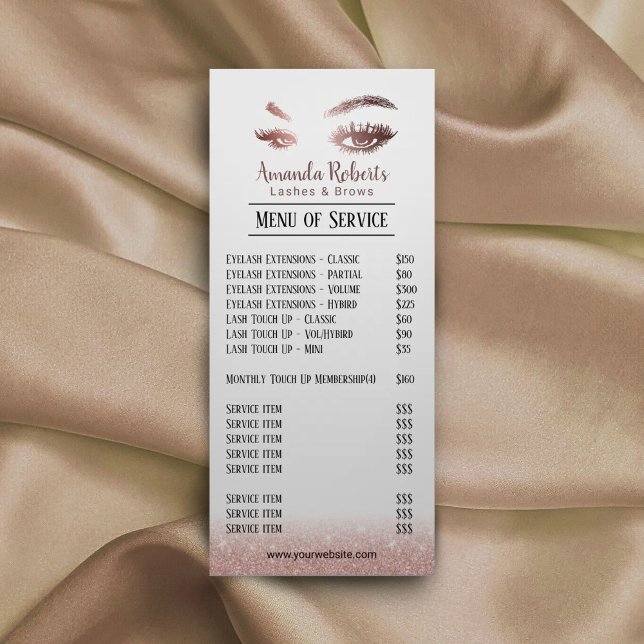 Carte Publicitaire Lashes Bros Maquillage Artiste Rose Gold Prix (Créateur téléchargé)