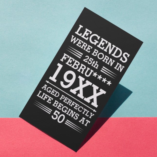 Carte Publicitaire Les légendes personnalisées sont nées à la date Mo (Créateur téléchargé)