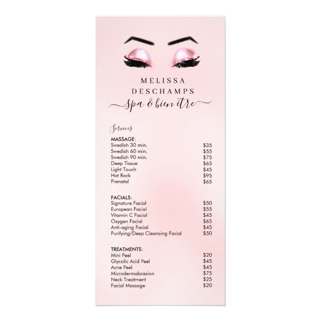 Carte Publicitaire Les parties scintillantes roses fascinantes (Devant)