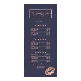 Carte Publicitaire Listes des prix roses chics de bleu marine de