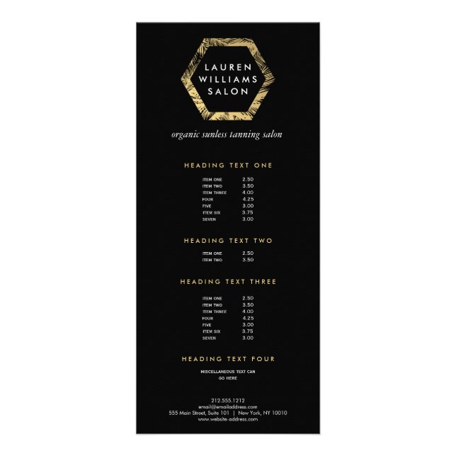 Carte Publicitaire Logo du salon de bronzage Golden Palms sur Black (Devant)