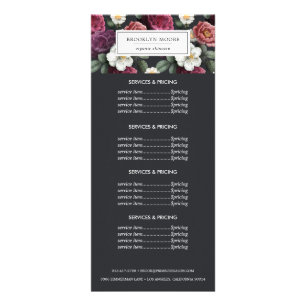 Carte Publicitaire Logo élégant floral foncé   Services de tarificati