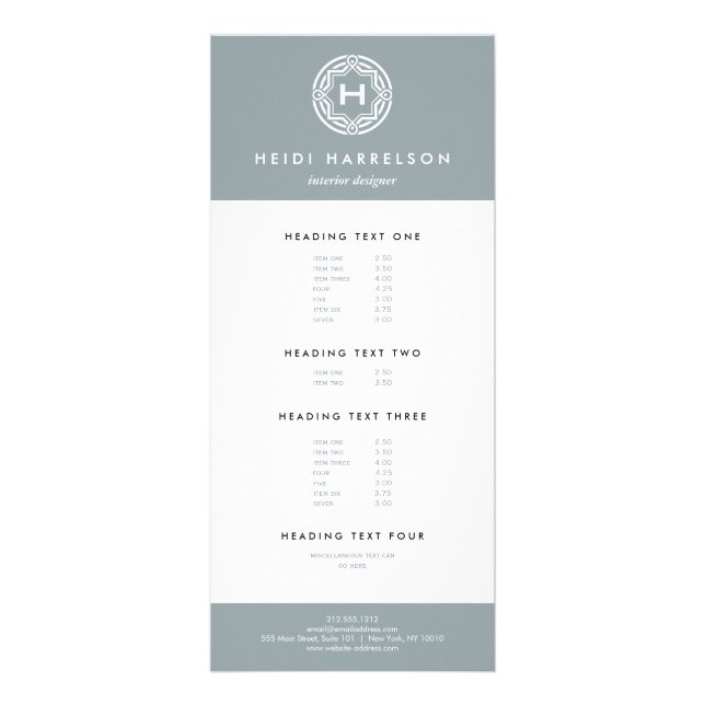 Carte Publicitaire LOGO INITIAL DÉCORATIF sur SLATE GRAY (Devant)