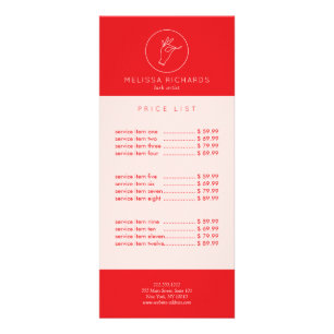 Carte Publicitaire Logo Main et Cils Minimaliste Rouge/Rose