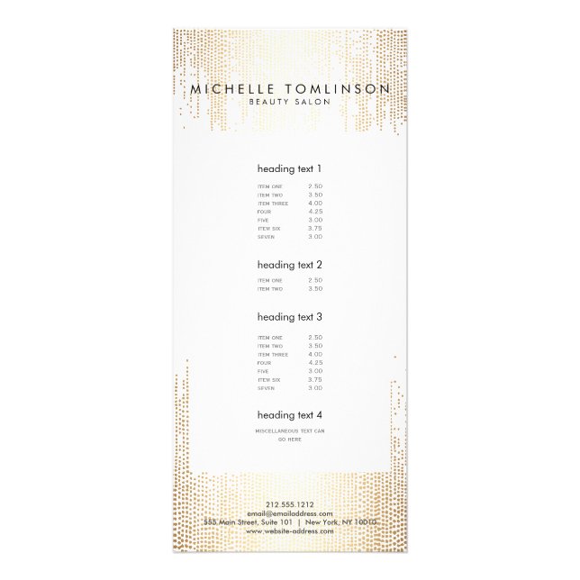 Carte Publicitaire Luxe Faux Gold Confetti Motif de pluie (Devant)