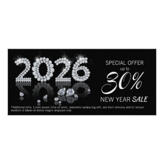 Carte Publicitaire Luxury Brilliant Diamonds New Year 2026 Discount