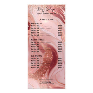 Carte Publicitaire Luxury Rose Gold Glitter Rack Card Price List
