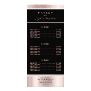 Carte Publicitaire Makeup Salon Rose Gold Ombre Parties scintillant t