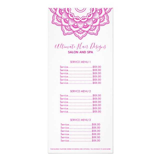 Carte Publicitaire Mandala rose (Devant)