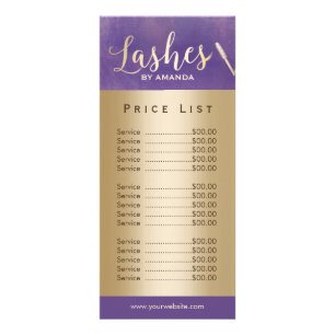 Carte Publicitaire Maquillage Artiste Gold Script Purple Tarifs