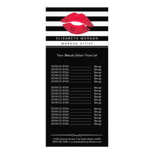 Carte Publicitaire Maquillage Lèvres rouges Blancs Noirs Liste de pri