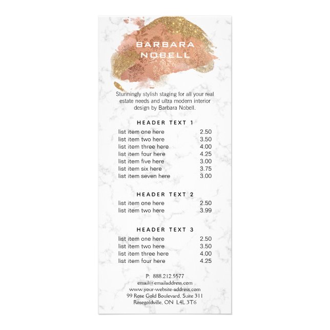 Carte Publicitaire Marbre blanc de peinture de Parties scintillant do (Devant)