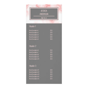 Carte Publicitaire Marbre rose Faux et coiffeuse gris 2 côtés