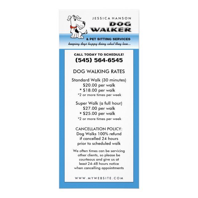 Carte Publicitaire Marche et animal familier de chien reposant la (Devant)