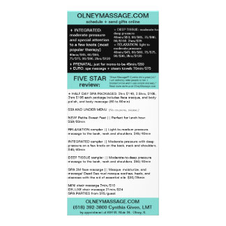 Carte Publicitaire massage bleu et brochure spa