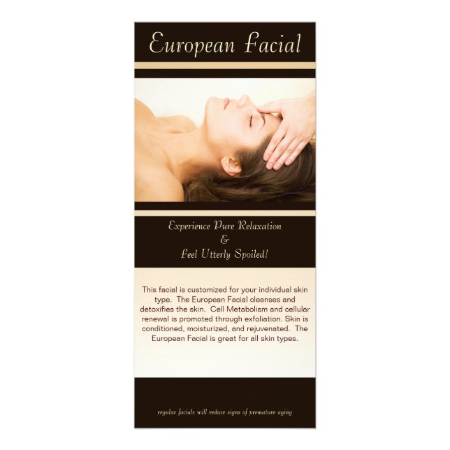 Carte Publicitaire Massage facial européen, massage facial européen, (Devant)
