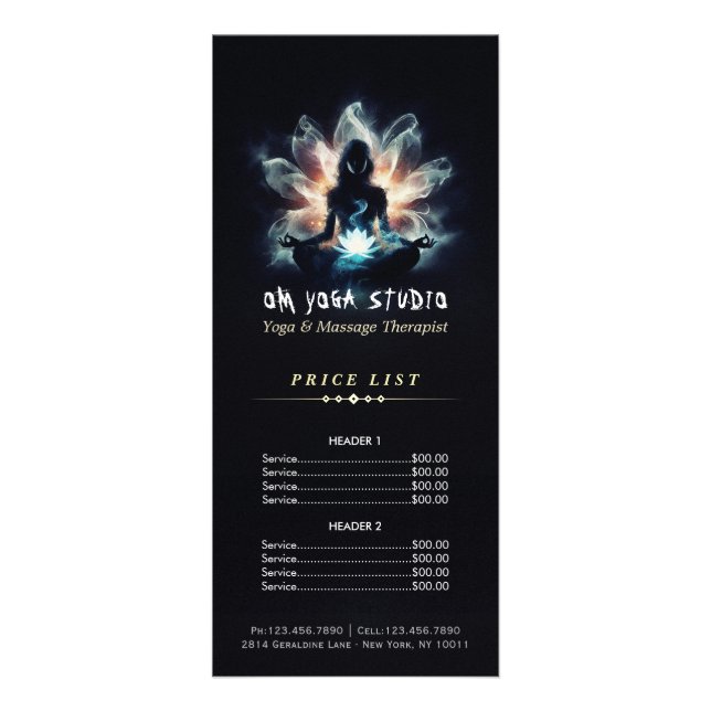 Carte Publicitaire Méditation de l'instructeur de yoga Pose de la Mis (Devant)