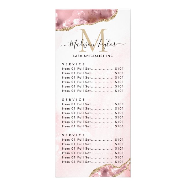 Carte Publicitaire Mélange Blush Rose or Parties scintillant Agate Ma (Devant)