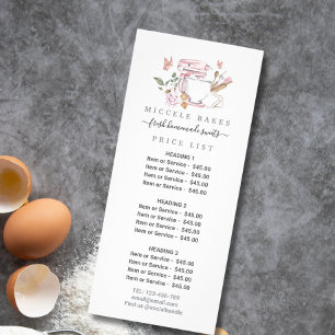 Carte Publicitaire Mélangeur de gâteau rose pâtissier floral Prix de 