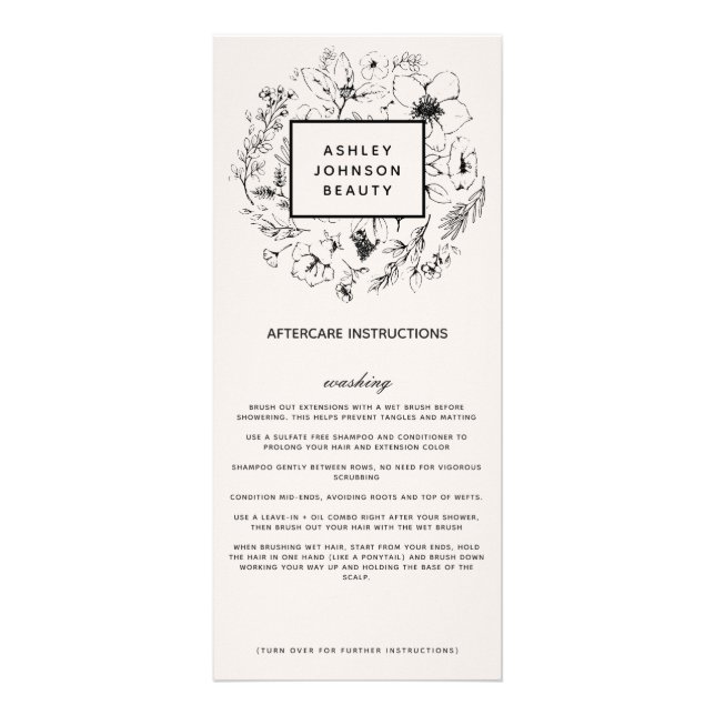 Carte Publicitaire Modern Botanical Blush & Black Hair Styling Care (Devant)
