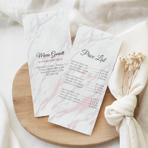 Carte Publicitaire Modern Pink and Grey Marble Price