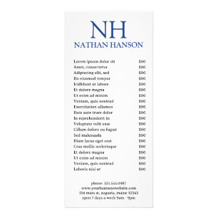 Carte Publicitaire Monogramme bleu simple moderne