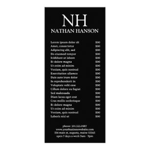 Carte Publicitaire Monogramme noir simple moderne
