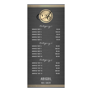 Carte Publicitaire Monogramme Or Brossé Métal Clou Salon 3 Service