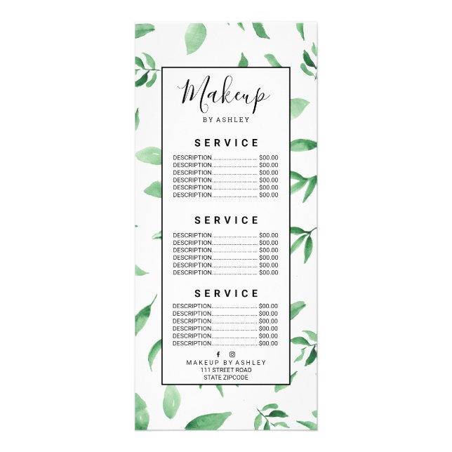 Carte Publicitaire Motif botanique moderne de feuille d'olivier vert (Devant)