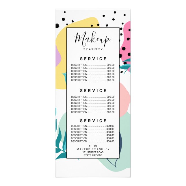 Carte Publicitaire Motif de feuilles tropicales aux formes géométriqu (Devant)